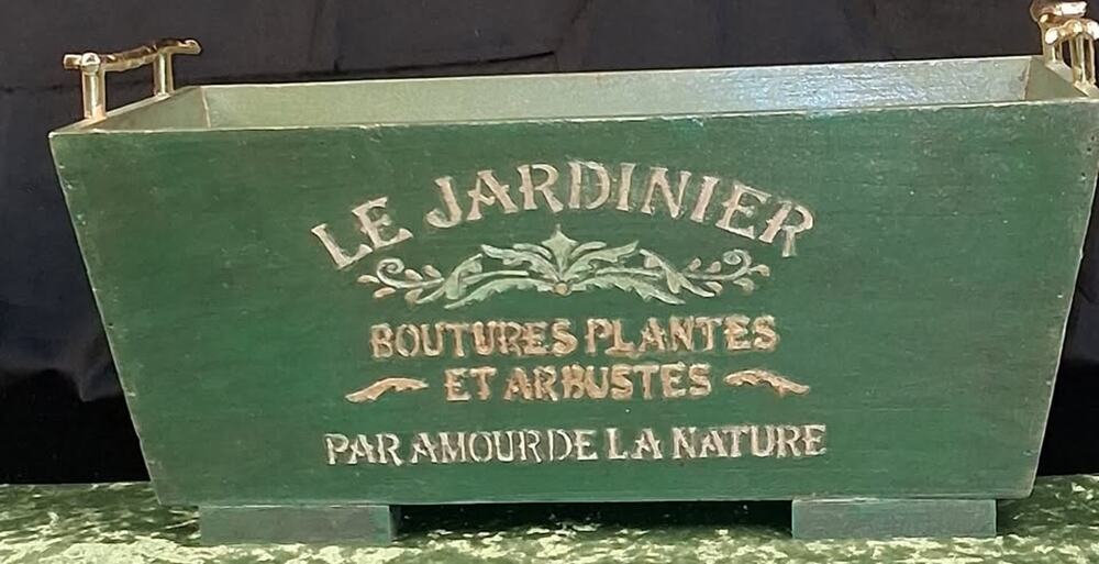 Handmade Le Jardinier Wood Planter Box 15" New Green French Country Garden Decor